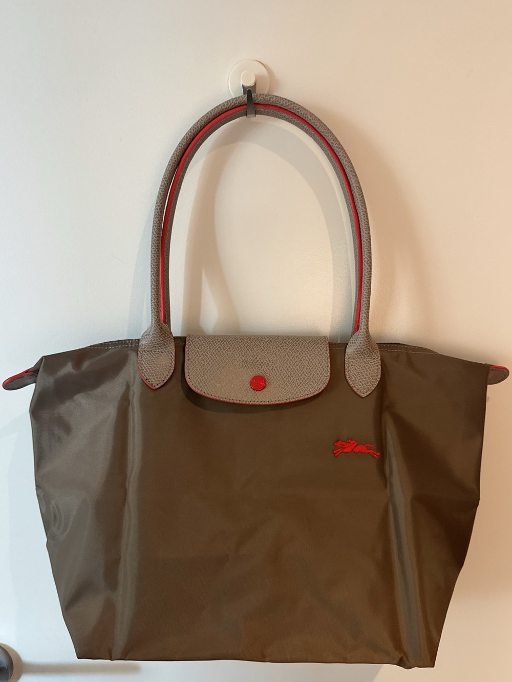 Longchamp Brown Tote with Red Trim- Shoulder bag L